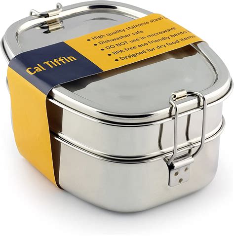 cal tiffin stainless steel bento box|Cal Tiffin Stainless Steel Bento Lunch Box (with removable POD .